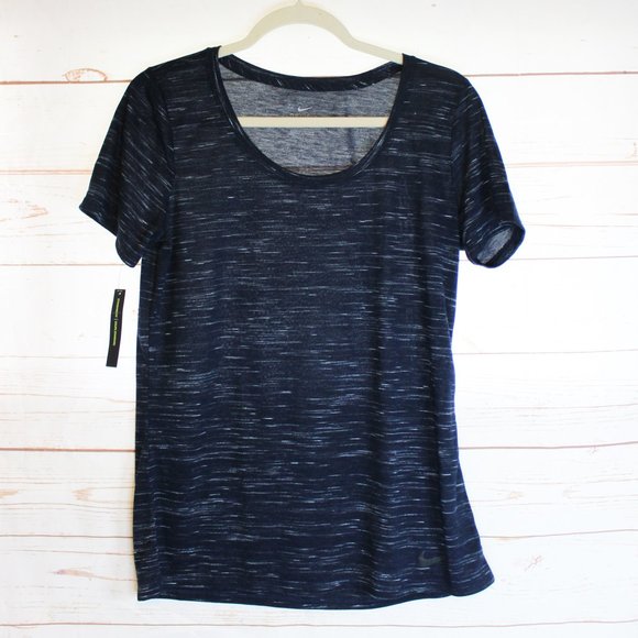 Nike Tops - Nike Legend Scoop Neck Drifit T-Shirt Navy
